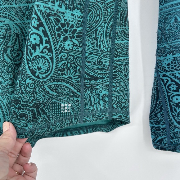 Title Nine Womens Wool Blend Long Sleeve Shirt Sz XS Turquoise Zip Pocket Active - Picture 3 of 6